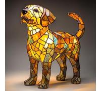 Lampada in vetro colorato per gatti/cani, luce notturna da tavolo in resina colorata a forma di gatto, simpatica lampada LED a tema animale, regalo per gli amanti degli animali domestici (Labrador)