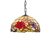 Lampada in vetro macchiata in vetro in stile Tiffany Vintage Pastorale Morning Glory Grape Shade E27 Affendere luci per il corridoio della sala da pranzo 110V-240V, A, 12 pollici Morning Glory KeYJ