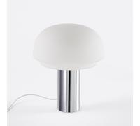 Lampada in vetro opalino e ferro cromato, altezza 43,1 cm, Agathilda Grigio TU