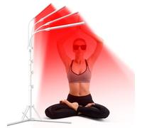 Lampada Infrarossi con Supporto, 940nm & 850nm & 660nm Red Light Therapy, 180 LED Terapia Della Luce Rossa con 4 Teste, Terapia a Luce Rossa con Timer, per Alleviare il Dolore