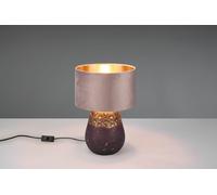 Lampada KIRAN con paralume velluto rosa pastello e oro H.39cm ceramica marrone e oro R51231094