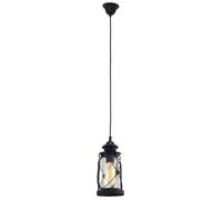 Lampada lampadario lanterna a sospensione vetro e metallo nero E27 Bradford