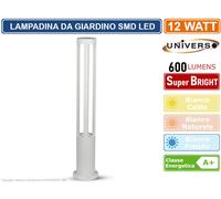Universo Lampione moderno giardino IP65 LED COB potenza 12W resa luce 120W palo illuminazione viale percorso pedonale lampioncino H. 60cm alimentazione 230V (colore bianco temperatura luce 6500K)