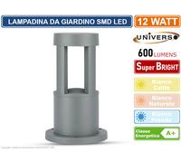 LAMPADA LAMPIONE LED DA GIARDINO FISSAGGIO A TERRA 12W COLORE GRIGIO 30CM IP65 [EEK: A+]