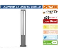 LAMPADA LAMPIONE LED DA GIARDINO FISSAGGIO A TERRA 12W COLORE GRIGIO IP65 60CM