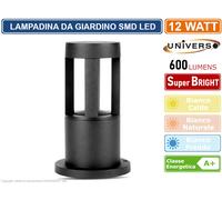 LAMPADA LAMPIONE LED DA GIARDINO FISSAGGIO A TERRA 12W COLORE NERO 30CM IP65