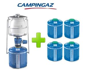 LAMPADA LANTERNA GAS LUMOGAZ PLUS CAMPINGAZ 80 WATT + 4 PEZZI CARTUCCIA CV300