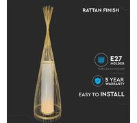 Lampada Piantana Terra Design Moderno in Legno Paralume Luce E27