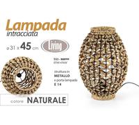 LAMPADA LANTERNA PIANTANA DA TERRA VIMINI LUMETTO ABAT JOUR INTRECCIATA 4531 cm