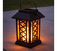 Lampada Lanterna Solare a Candela LED Effetto Fiamma 17cm Ambra Outdoor