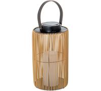Lampada lanterna solare da tavolo o pavimento in legno e metallo naturale e nero con candela LED 21 x 21 x 54 cm