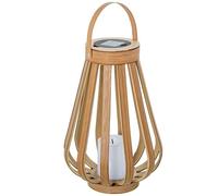 Lampada lanterna solare da tavolo o pavimento in legno e metallo naturale e nero con candela LED 23x23x40 cm