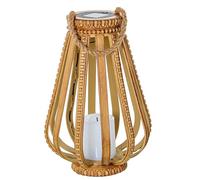 Lampada lanterna solare da tavolo o pavimento in legno e metallo naturale e nero con candela LED 24x24x45 cm