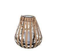 Lampada lanterna solare da tavolo o pavimento in legno e metallo naturale e nero con candela LED 25x25x28 cm