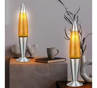 Lampada Lava da Tavolo Camera Letto Glitzerlampe Glitter Alu 2er Set