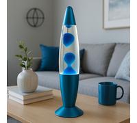 Lampada Lava Magma Lampada Da Tavolo LED In Vetro Blu Luce D'Ambiente 33,9 Cm