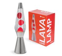 LAMPADA LAVA ROSSA CON BASE CROMATA CERA ROSSA LIQUIDO TRASPARENTE DESIGN MODERN