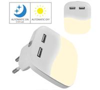 LAMPADA LED 0,45W NOTTURNA QUADRATA NATURALE PER PRESA 10A CON 2 USB SENSORE VT-84-LED508 V-TAC