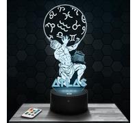 Lampada Led 3D Atlante Mitologia Dio decorazione Greca antica Olimpo. Idea regalo uomo donna oggetto Atlas Mitologia Dio luce notturna adulto decorazione camera. Idea regalo natale uomo donna