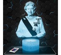 Lampada Led 3D Elizabeth Regina d'Inghilterra decorazione Grande Bretagna Regno Unito. Idea regalo donna oggetto Elizabeth Regina d'Inghilterra luce notturna adulto decorazione camera. Idea regalo