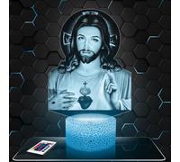 Lampada Led 3D Gesù Cristo Religione decorazione Cattolica Cristiana. Idea regalo uomo donna oggetto Gesù Cristo Religione luce notturna adulto decorazione camera. Idea regalo natale TOP