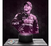 Lampada Led 3D L.Hamilton Pilota F1 decorazione Formula 1 Monoposto. Idea regalo uomo oggetto L.Hamilton Pilota F1 luce notturna adulto decorazione camera. Idea regalo natale uomo originale TOP