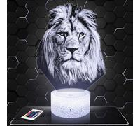 Lampada Led 3D Leone decorazione Animale Selvaggio Africa Felino. Idea regalo uomo donna oggetto Leone luce notturna adulto decorazione camera. Idea regalo natale uomo donna originale TOP