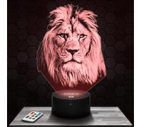 Lampada Led 3D Leone decorazione Animale Selvaggio Africa Felino. Idea regalo uomo donna oggetto Leone luce notturna adulto decorazione camera. Idea regalo natale uomo donna originale TOP