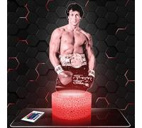 Lampada Led 3D S.Stallone decorazione Attore. Idea regalo uomo donna oggetto S.Stallone luce notturna adulto decorazione camera. Idea regalo natale uomo donna originale