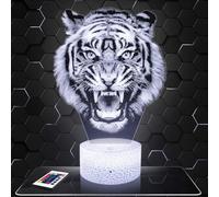 Lampada Led 3D Tigre decorazione Animale Selvaggio Africa Felino. Idea regalo uomo donna oggetto Tigre luce notturna adulto decorazione camera. Idea regalo natale uomo donna originale