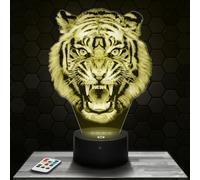 Lampada Led 3D Tigre decorazione Animale Selvaggio Africa Felino. Idea regalo uomo donna oggetto Tigre luce notturna adulto decorazione camera. Idea regalo natale uomo donna originale