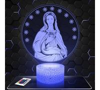 Lampada Led 3D Vergine Maria Religione decorazione Cattolica Cristiana Cristo. Idea regalo uomo donna oggetto Vergine Maria Religione luce notturna adulto decorazione camera. Idea regalo natale