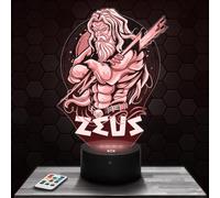 Lampada Led 3D Zeus Mitologia Dio decorazione Antica Grecia Olimpo. Idea regalo uomo donna oggetto Zeus Mitologia Dio luce notturna adulto decorazione camera. Idea regalo natale uomo donna