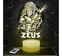 Lampada Led 3D Zeus Mitologia Dio decorazione Antica Grecia Olimpo. Idea regalo uomo donna oggetto Zeus Mitologia Dio luce notturna adulto decorazione camera. Idea regalo natale uomo donna
