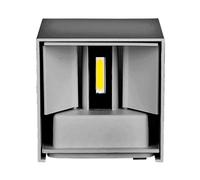 V-TAC Lampada LED da Muro Quadrata Doppio LED COB 5W 140LM/W Colore Grigio Satinato Fascio Luminoso Regolabile 3000K IP65