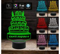 Lampada led 7 colori selezionabili Torta BUON COMPLEANNO con numero a scelta [EEK: A++]