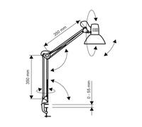Lampada LED a morsetto MAULstudy, bianca, acciaio, altezza 44 cm, E27 Maul