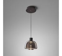 Lampada LED a sospensione Bover Drep S/01, grigio fumo, vetro, 2.700 K Bover