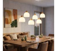 Lampada LED A Sospensione Luce Sala Pranzo 6-flammig Bianco Metallo L 105 CM