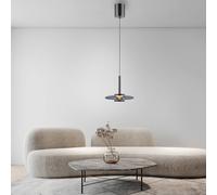 Lampada LED a sospensione PURE Vitrum, grigia, vetro/alluminio, Ø 22 cm Pure