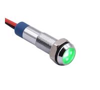Lampada LED a testa piatta in metallo da 6 mm, lampada principale a filo piatto, 12 V 24 V 220 V AC DC Rosso Verde Blu Ambra Bianco Luce di segnalazione 1 pz(Green,110V-220V)