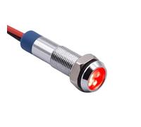 Lampada LED a testa piatta in metallo da 6 mm, lampada principale a filo piatto, 12 V 24 V 220 V AC DC Rosso Verde Blu Ambra Bianco Luce di segnalazione 1 pz(Red,3-6V)