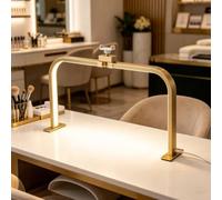 Lampada LED ad arco pieghevole da 48W per manicure e lavori di precisione: lampada da tavolo regolabile e dimmerabile, senza abbagliamento, ideale per unghie(Gold,No Diamond)