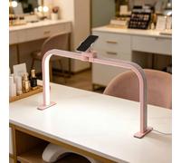 Lampada LED ad arco pieghevole da 48W per manicure e lavori di precisione: lampada da tavolo regolabile e dimmerabile, senza abbagliamento, ideale per unghie(Pink,W/Diamond)