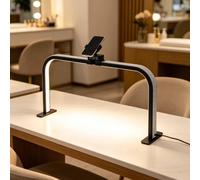 Lampada LED ad arco pieghevole da 48W per manicure e lavori di precisione: lampada da tavolo regolabile e dimmerabile, senza abbagliamento, ideale per unghie(Black,W/Diamond)