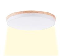 Lampada LED brillante da parete e soffitto con telecomando e CCT (3000 K - 6500 K) e struttura in legno marrone chiaro da albero della gomma | Ø 50 cm | 36 W | 4500 lm | in/plastica/metallo/legno