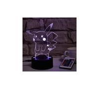 Lampada LED con luce notturna 3D Pikachu, creativa, colorata, con telecomando touch