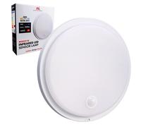 Maclean MCE525 Lampada LED con Sensore di Movimento | PIR 10W IP65 Neutral 4000K 1000lm Lampada da soffitto per Interni ed Esterni con Funzionamento Continuo | Classe energetica F (Bianco)