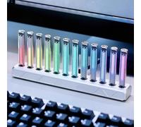 Lampada Led Con Spettro Sonoro E Sincronizzazione Del Ritmo Musicale | 12 tubi Nixie, colore dinamico regolabile, per scrivania, studio, sala giochi(white)