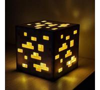 Lampada LED Cubo Pixel Miner Gold - Luce Notturna Gialla per Gamer - Design a Blocchi Luminosi per Cameretta e Postazione Gaming - Idea Regalo Appassionati Videogiochi (Oro)